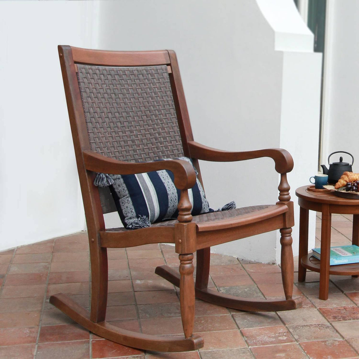 Brown Oversized Wicker Rocking Chair I272063