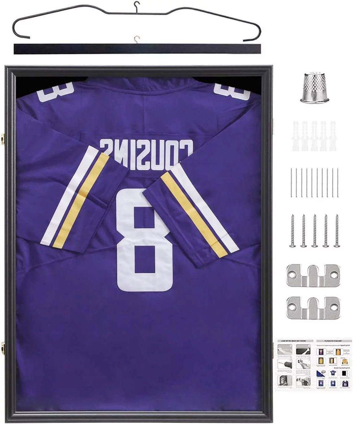 Black Jersey Display Frame Case Shadow Box E2446