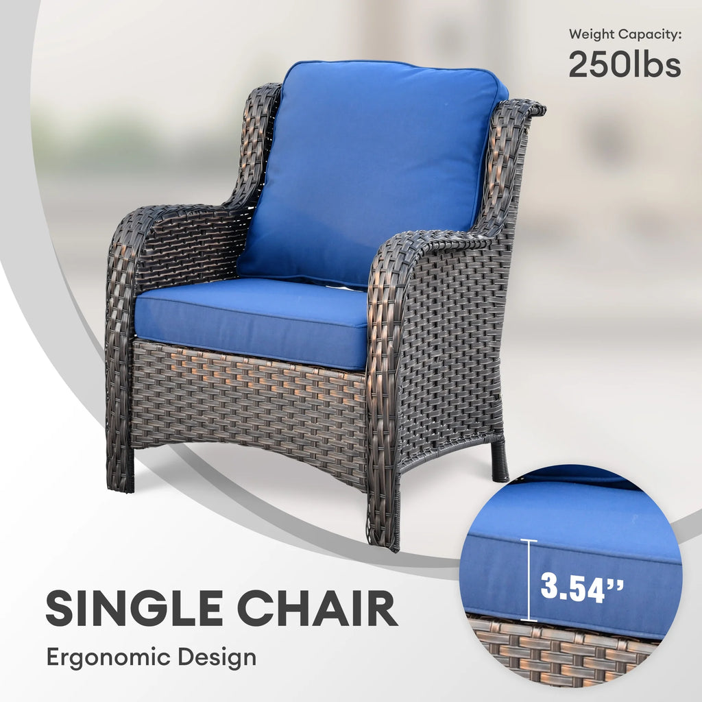 2 Pieces Wicker PE Rattan Patio Chairs with Fabric Cushions Z795