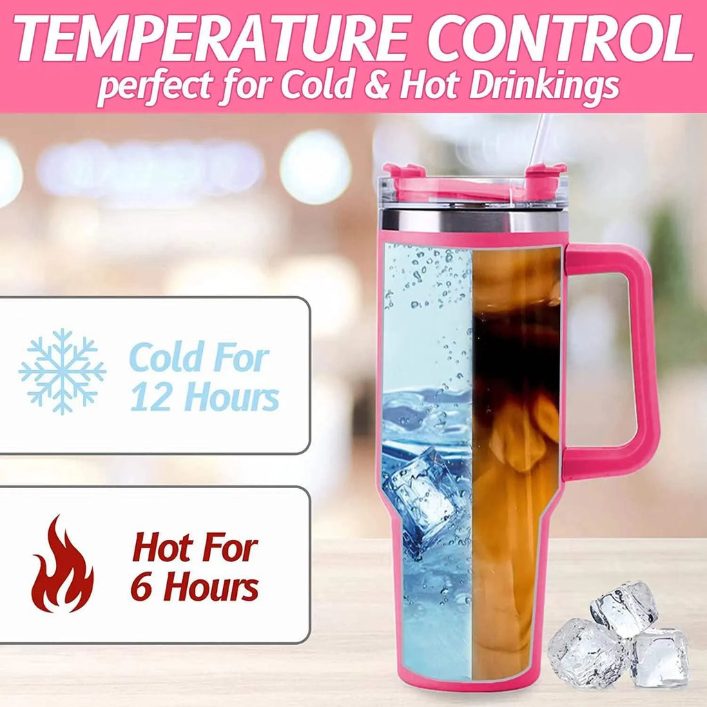 40 oz Stainless Steel Insulated Tumbler with Straw and Handle D745027