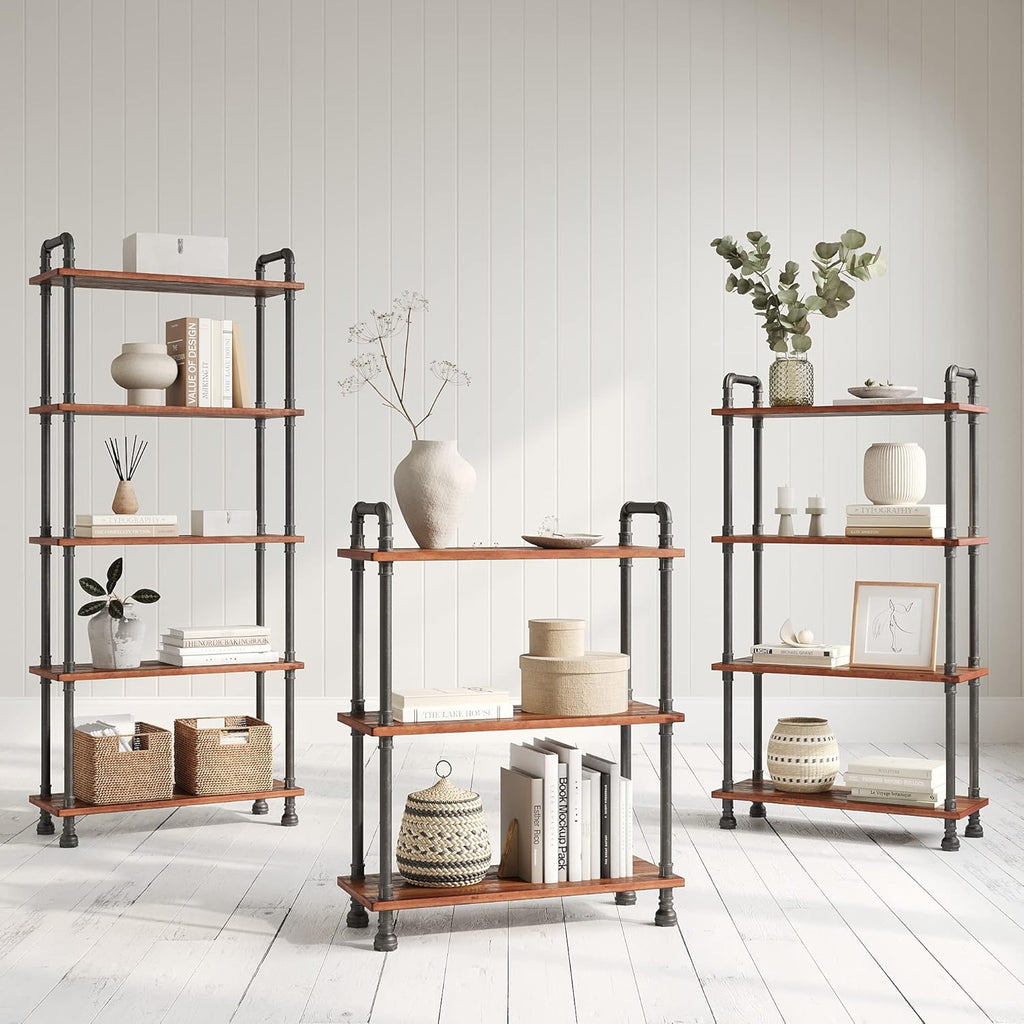 5-Tier Solid Pine Open Wood Bookcase, Brown N9128