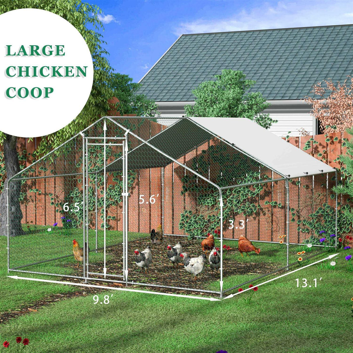 Extra Large Metal Chicken Coop with Waterproof and Anti-Ultraviolet E4753