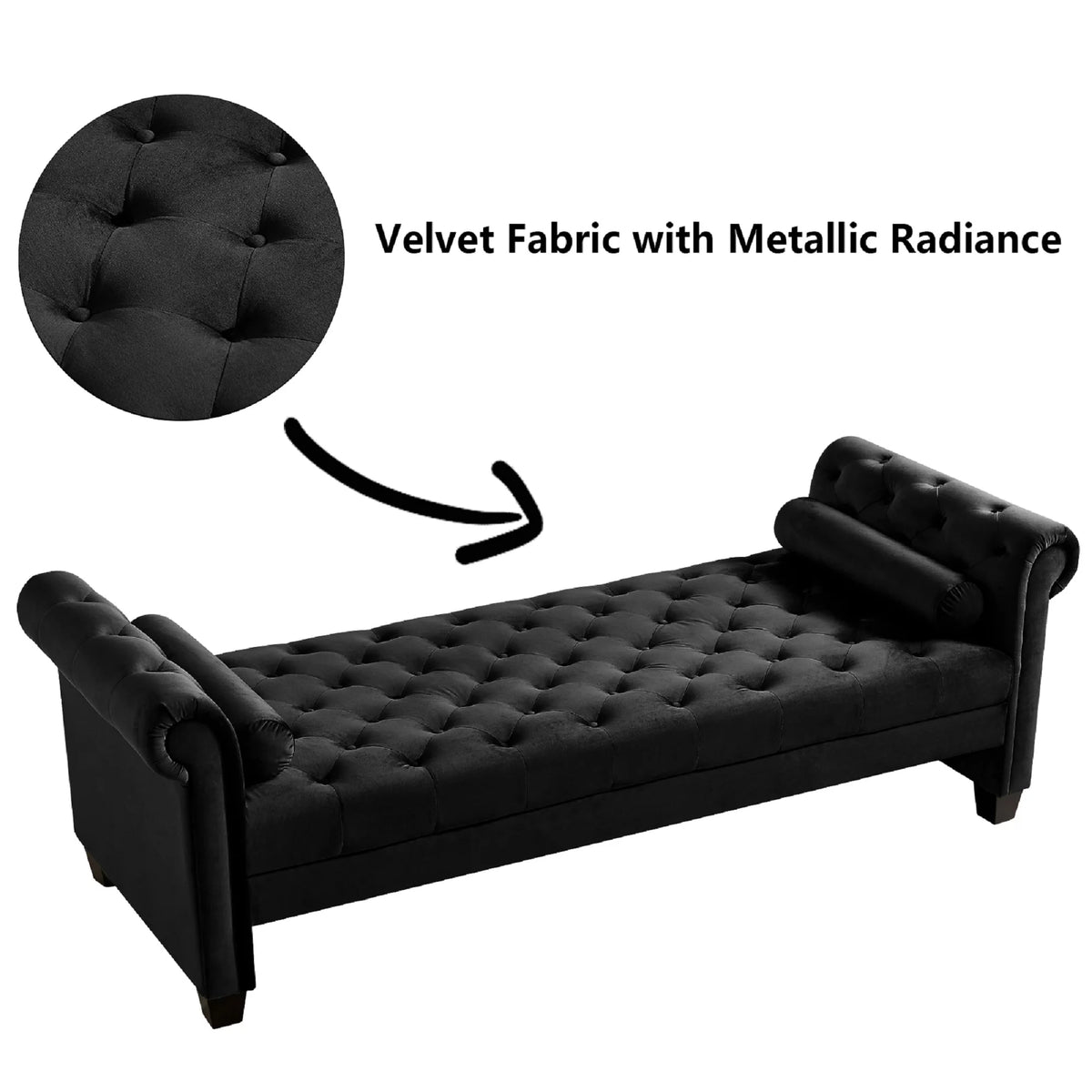 82 Inch Button Tufted Velvet Bench I433