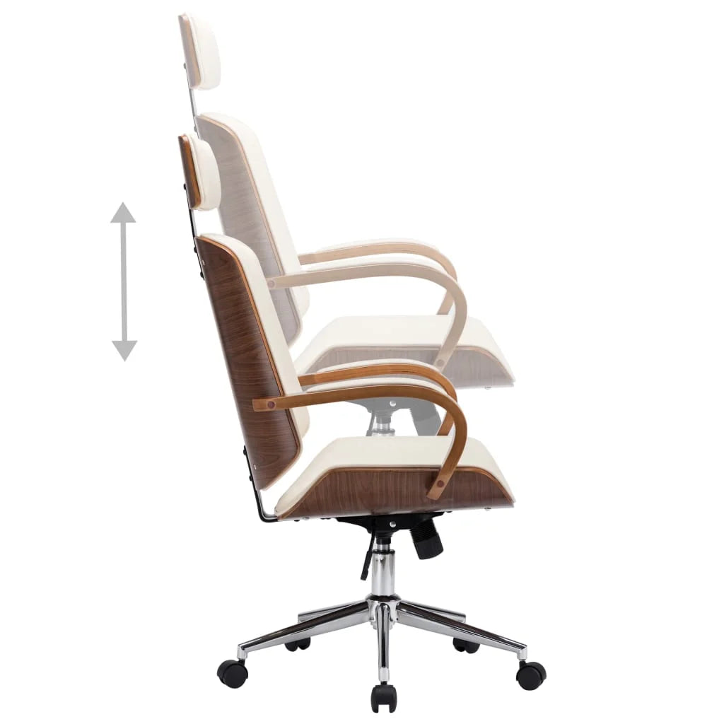 Cream Faux Leather Bentwood Swivel Office Chair N7234