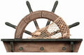 Wooden Half Ship Wheel Shelf with Hooks J739