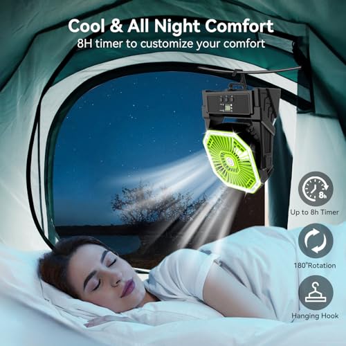Portable Battery Powered Fan with 4 Lights, 20000mAh Rechargeable 4 Speed C424158