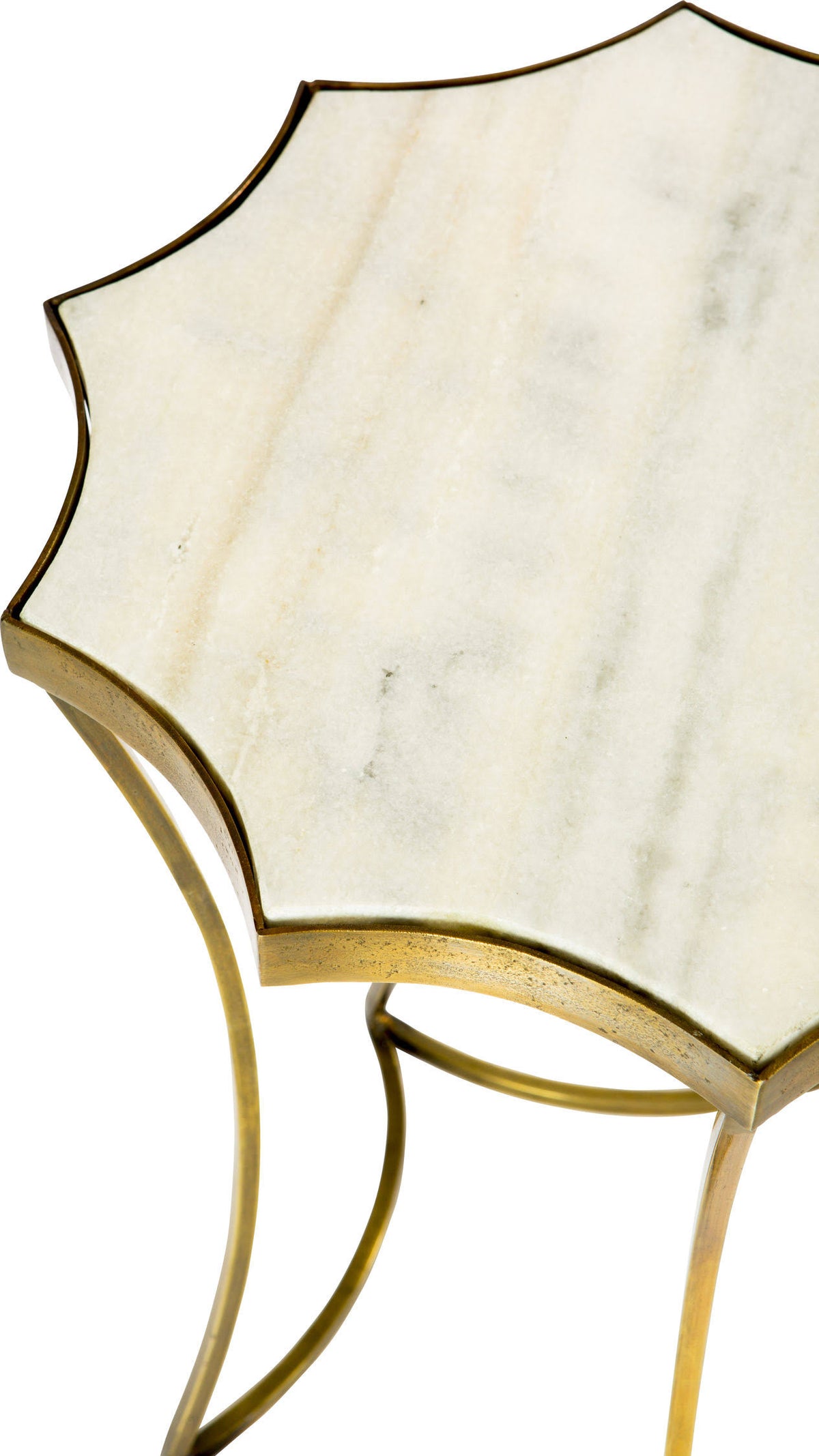 Antique Brass Side Table with Marble Top V91147