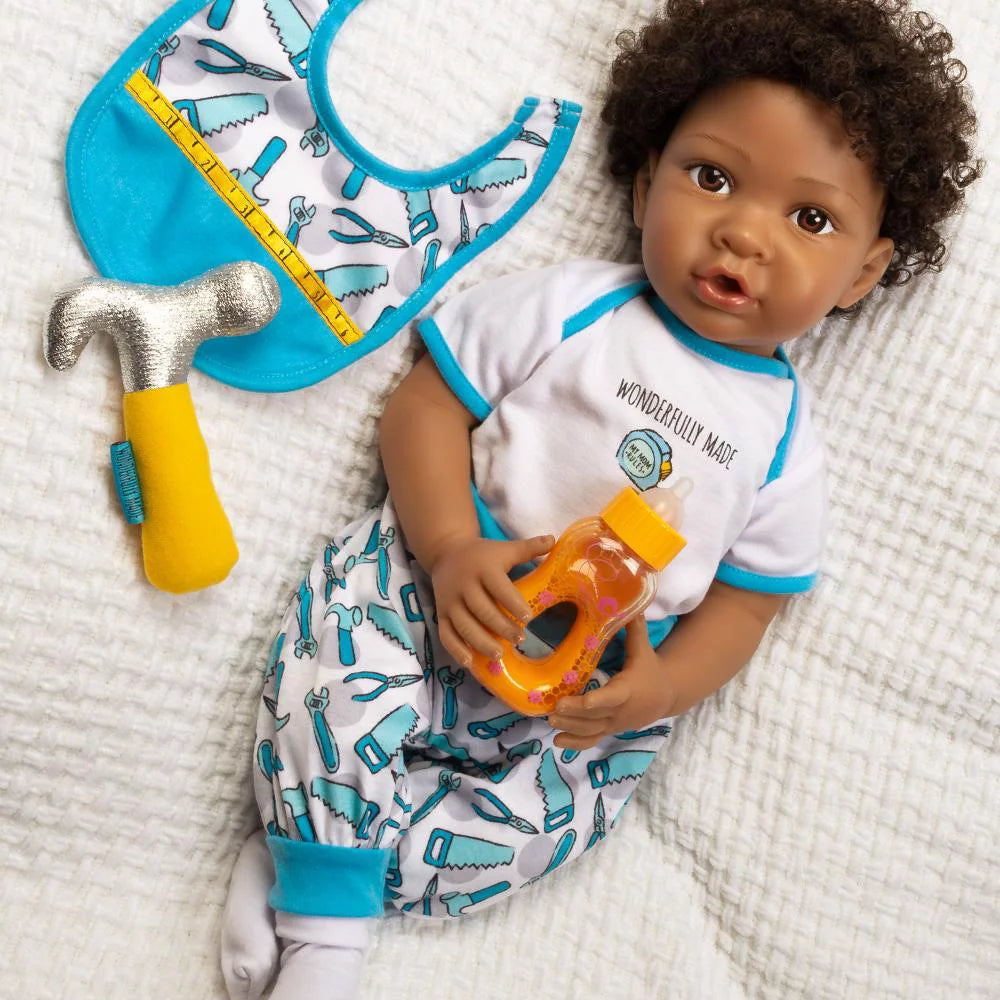 Black Reborn Baby Boy Doll Playset, 7 Pieces, 20-inch U3382