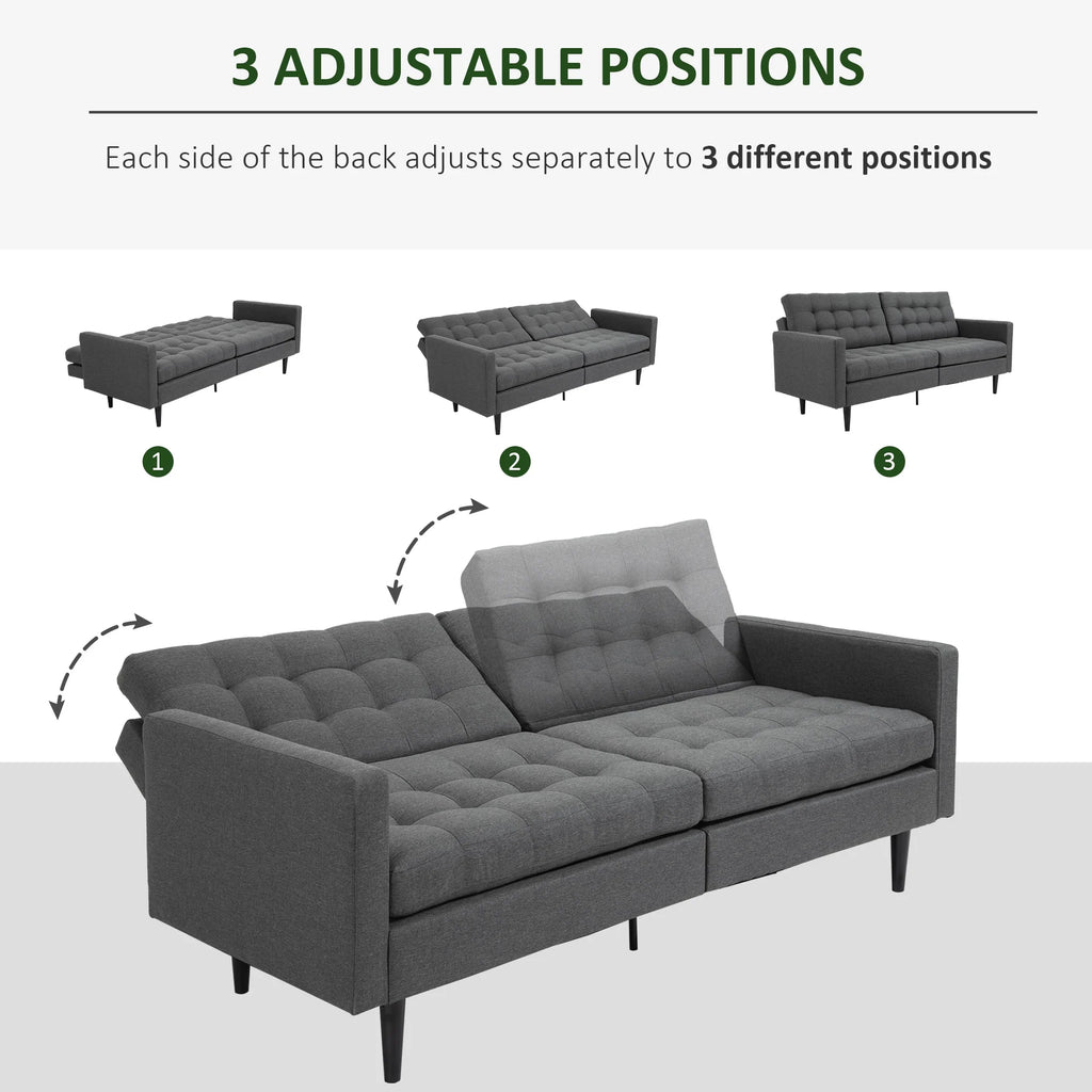 Grey Linen Fabric Convertible Sofa Bed B8057