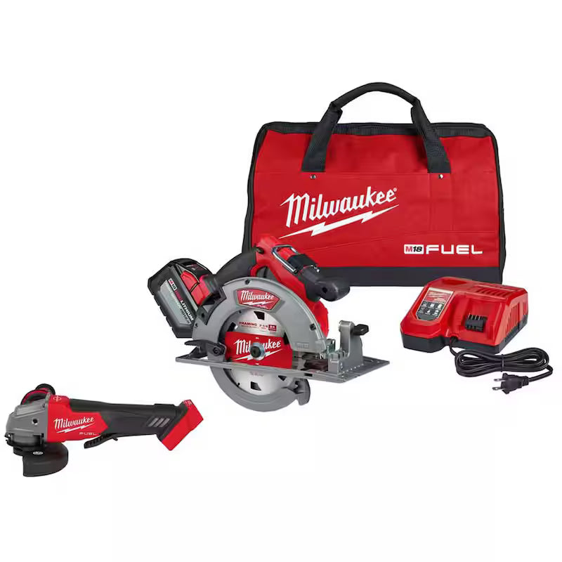 18V Lithium-Ion Brushless Cordless 7-1/4 in. Circular Saw Kit with Grinder W88700