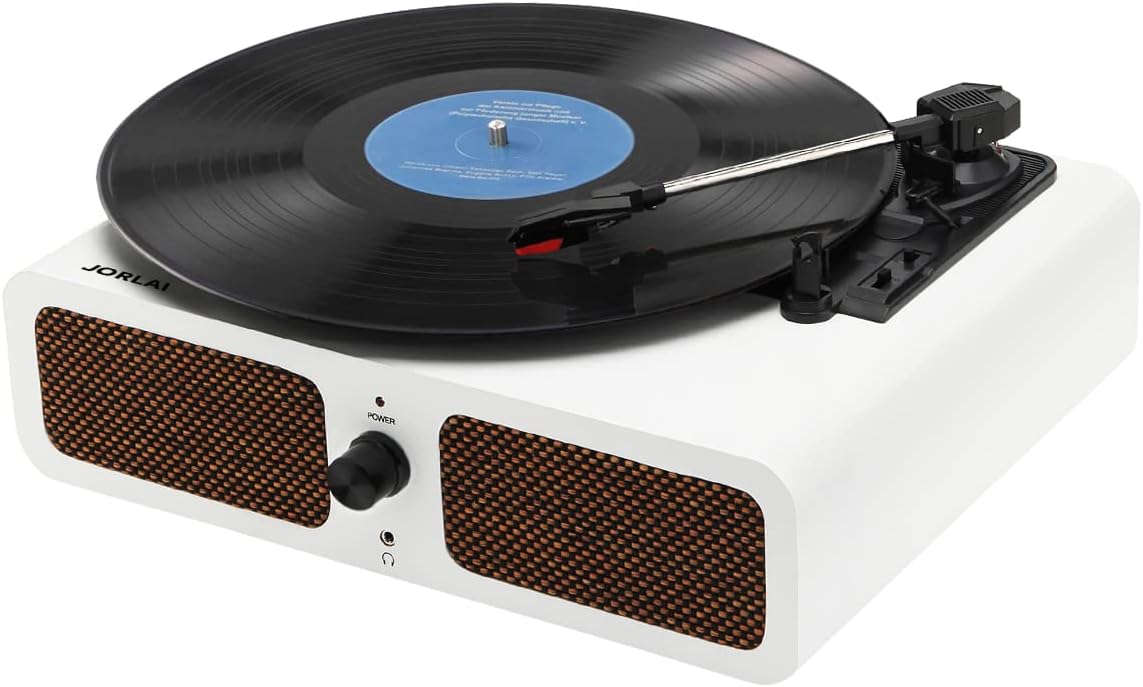 White Pack of 2 3-Speed Turntable with Built-in Stereo Speaker A428