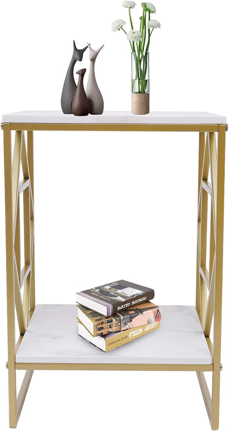 2-Tier Metal Nightstands with Storage Shelf D447