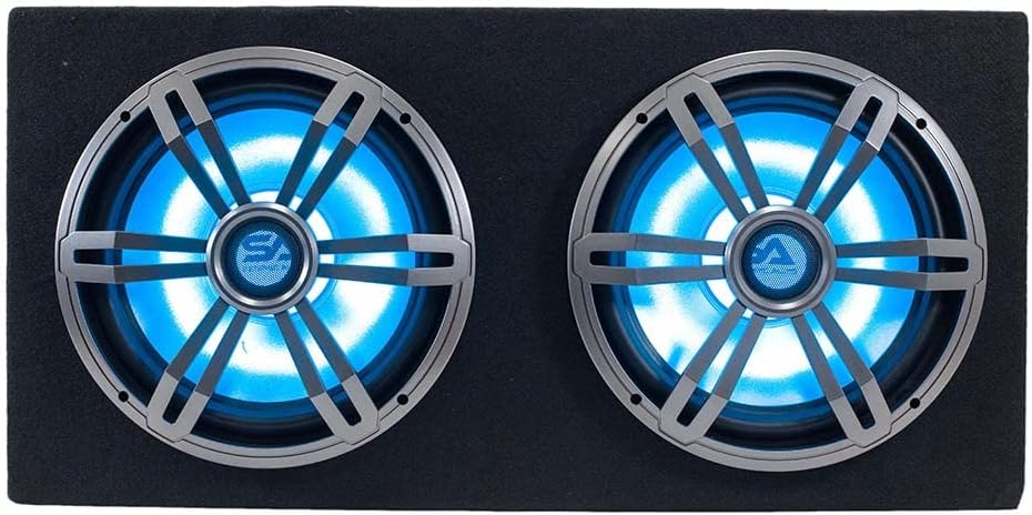 Dual 12 Inch 1200 Watt Car Audio Subwoofer Enclosure with RGB Illumination H165236