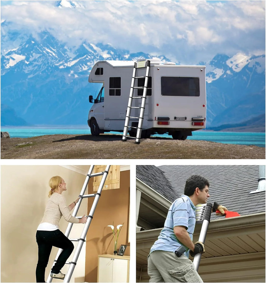 Telescoping Ladder 16.5FT Aluminum Alloy Folding Ladder, 330 lbs Load R49815