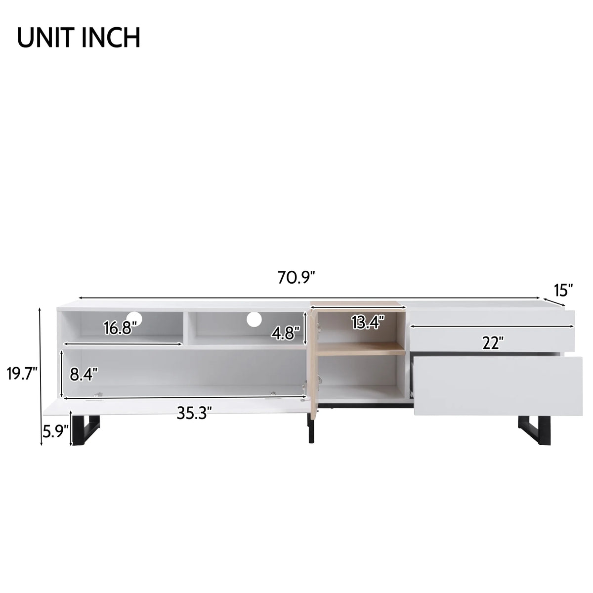 Modern TV Stand with Double Storage Space B498751
