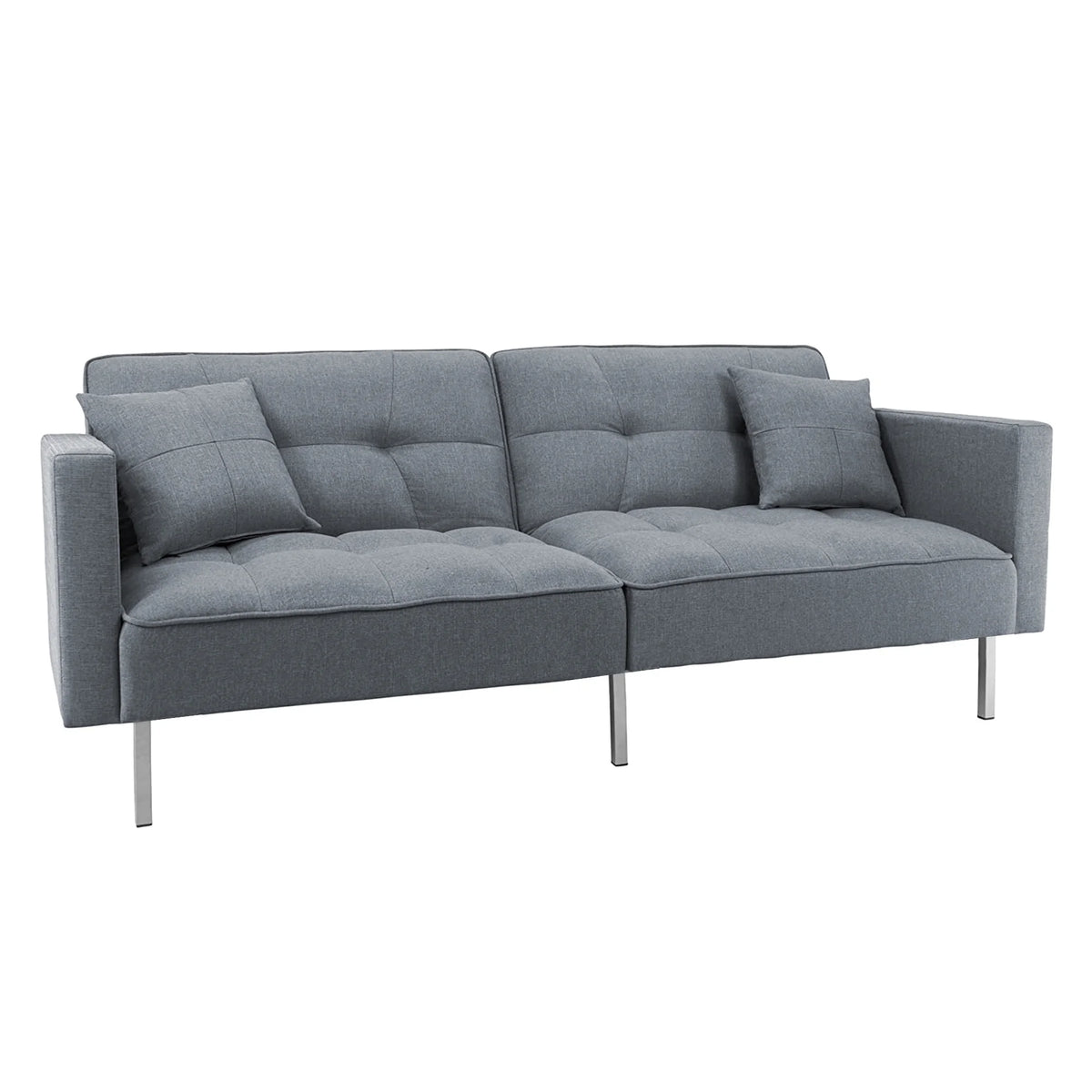 Dark Gray Linen Convertible Futon Sofa Bed X768