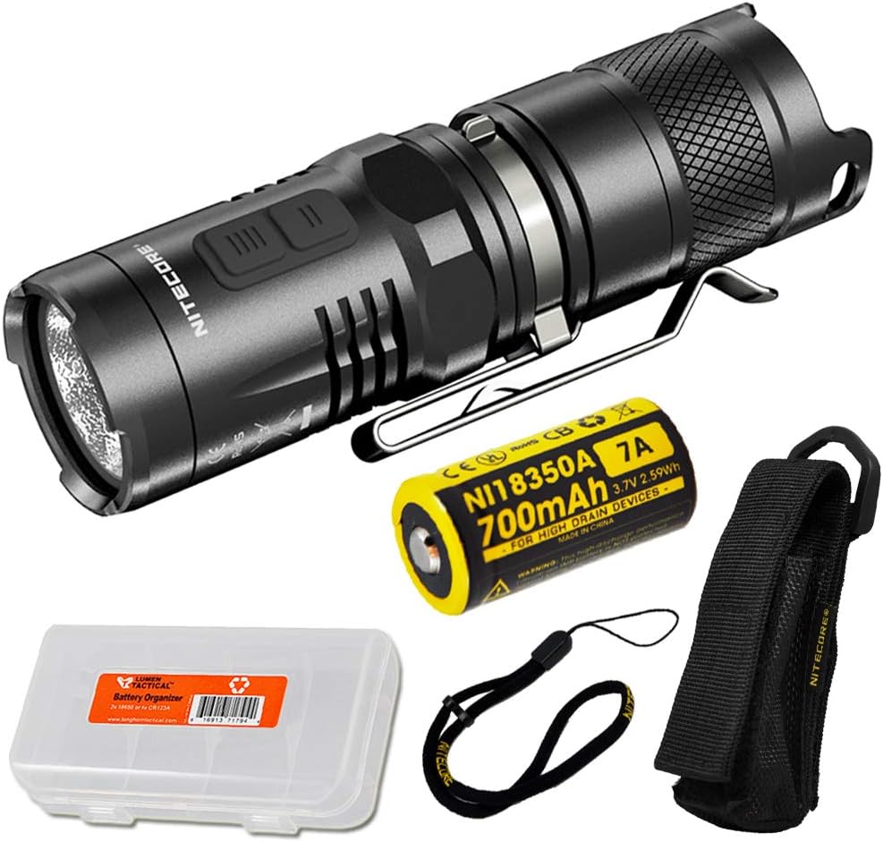 Tactical Flashlight with Red Light, Rechargeable Battery, and Battery Organizer Pack of 2 B9844