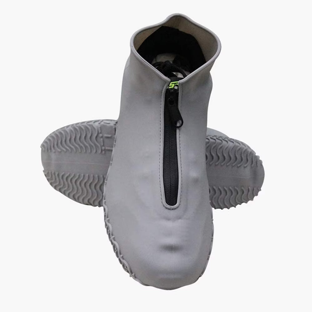 Gray Waterproof Reusable Rain Shoe Covers with Zipper I540