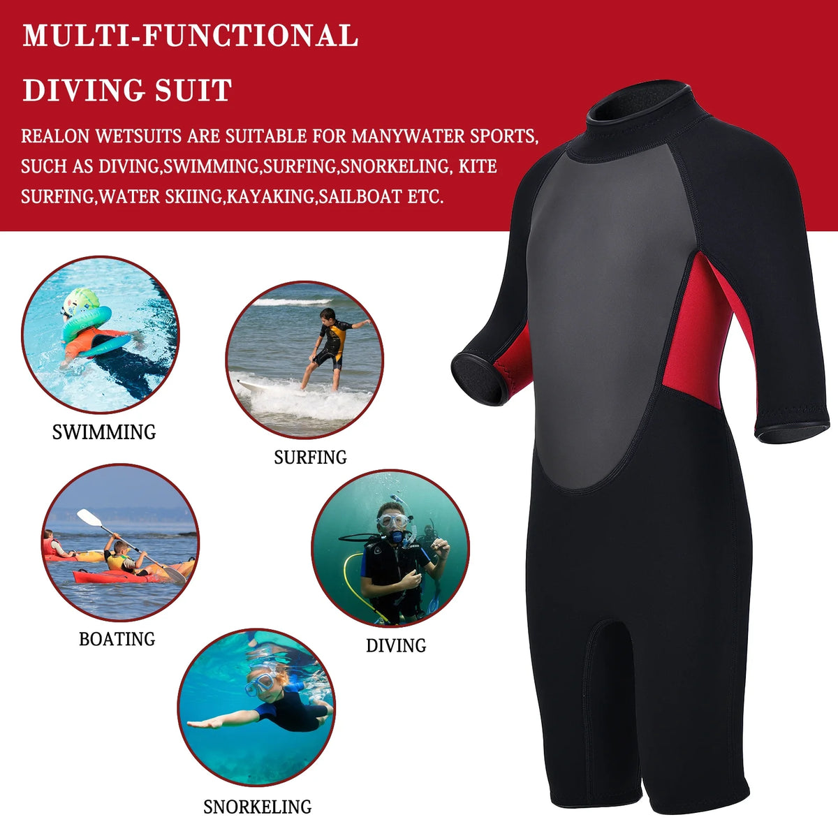 3mm Neoprene Back Zip Kids Wetsuit K2902