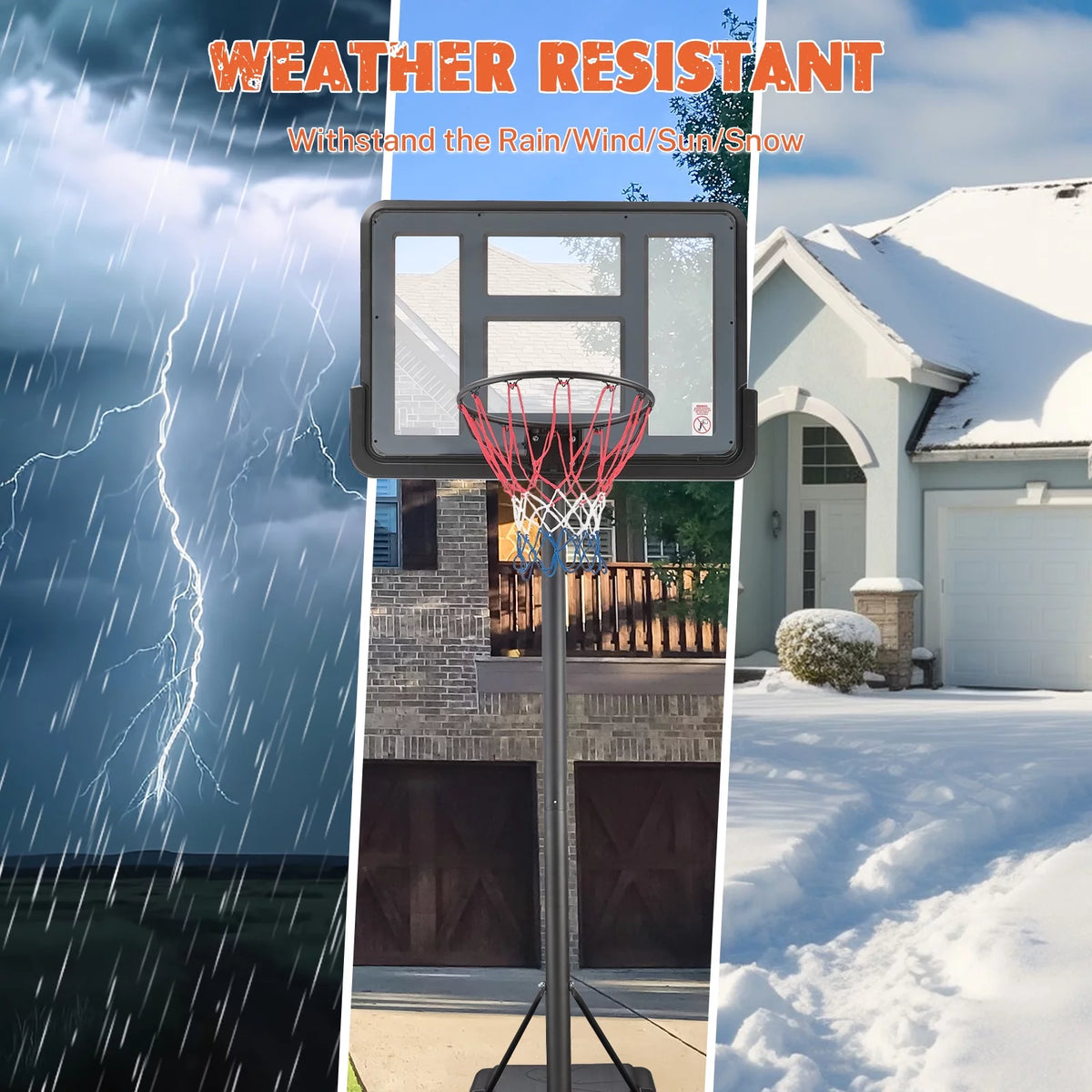44 inch Height Adjustable Portable Basketball Hoop W897251