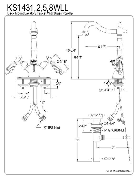 Polished Brass 4x22 Centerset Lavatory Faucet W291472