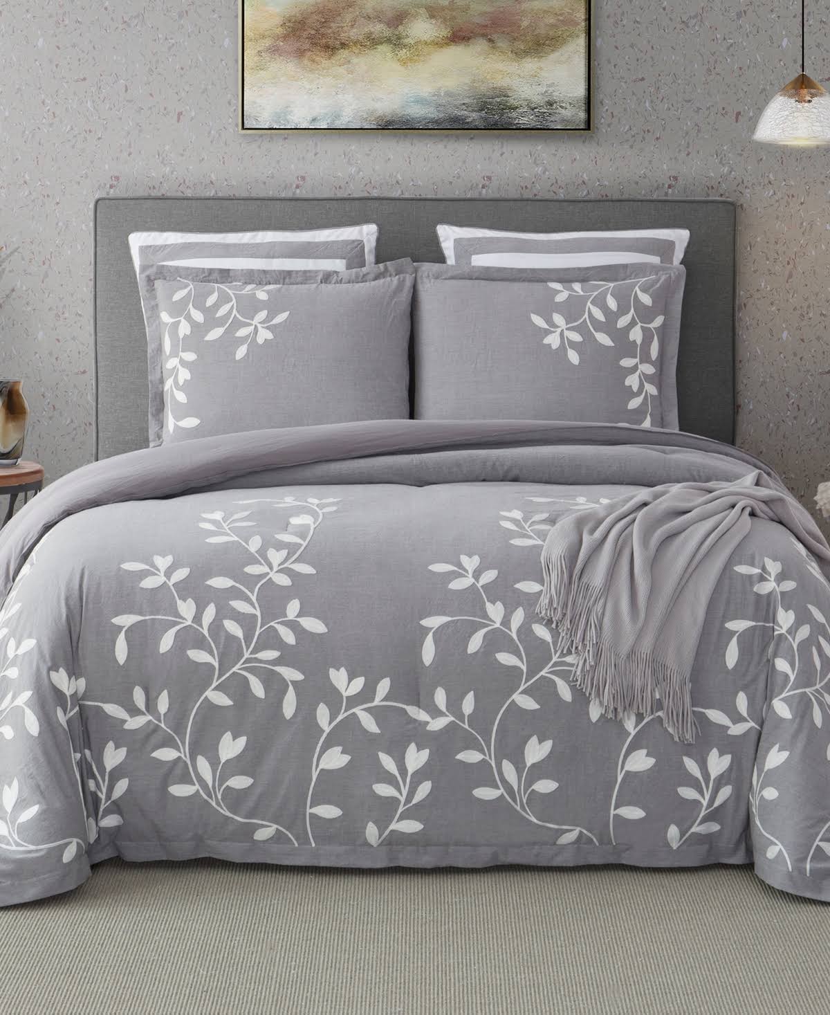 Grey Chambray Cotton Comforter Set H4675