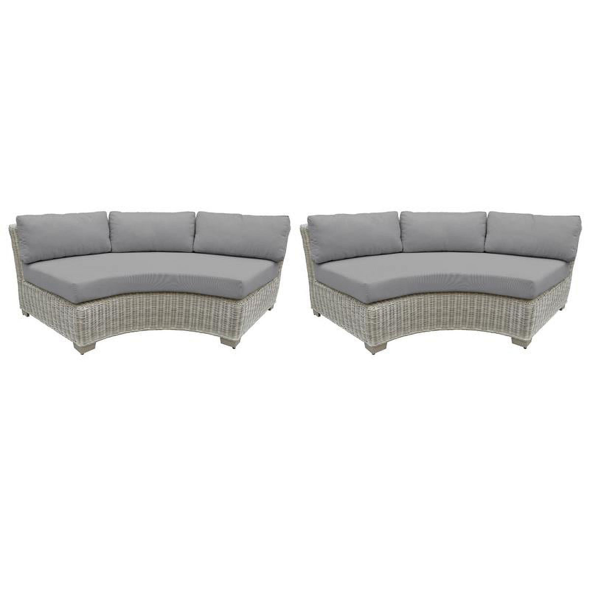 Curved Armless Outdoor Wicker Sofa in Grey B70063