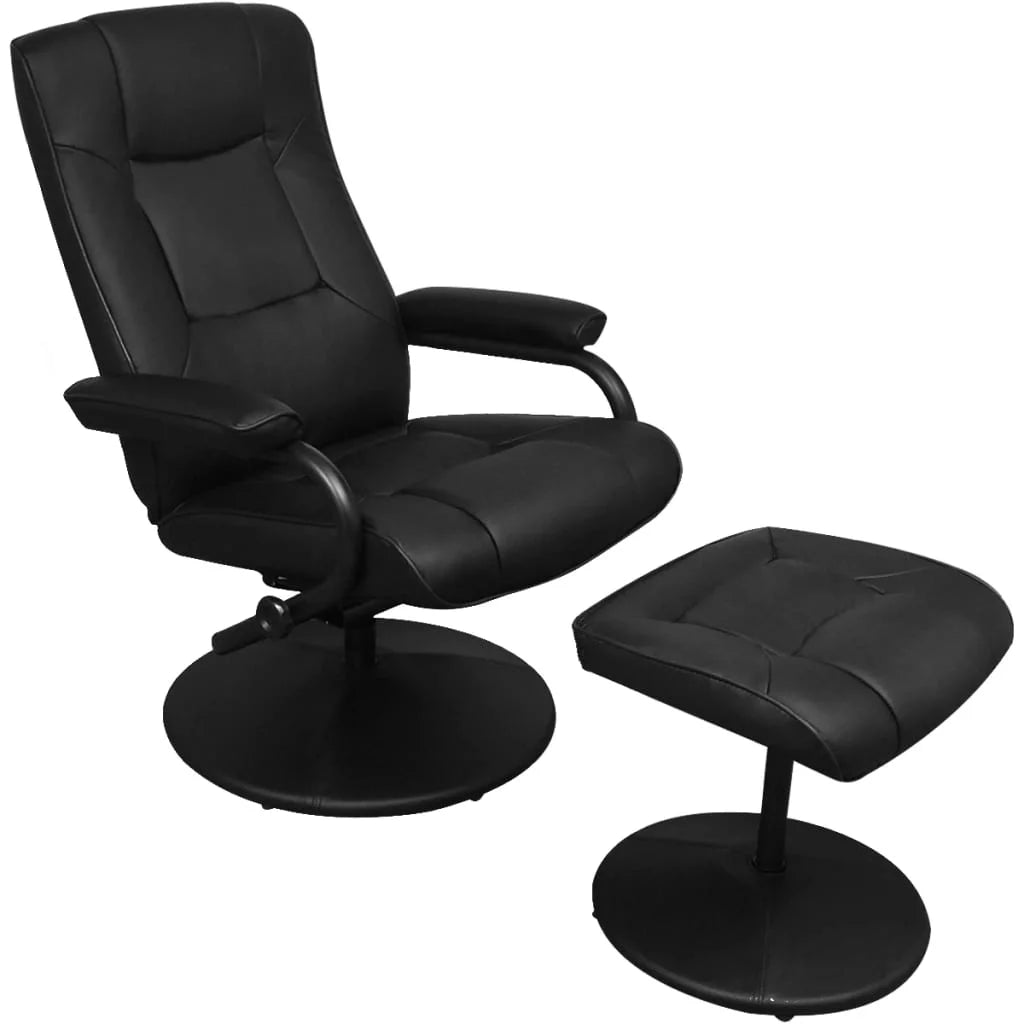 Black Faux Leather Swivel Recliner with Ottoman G917094