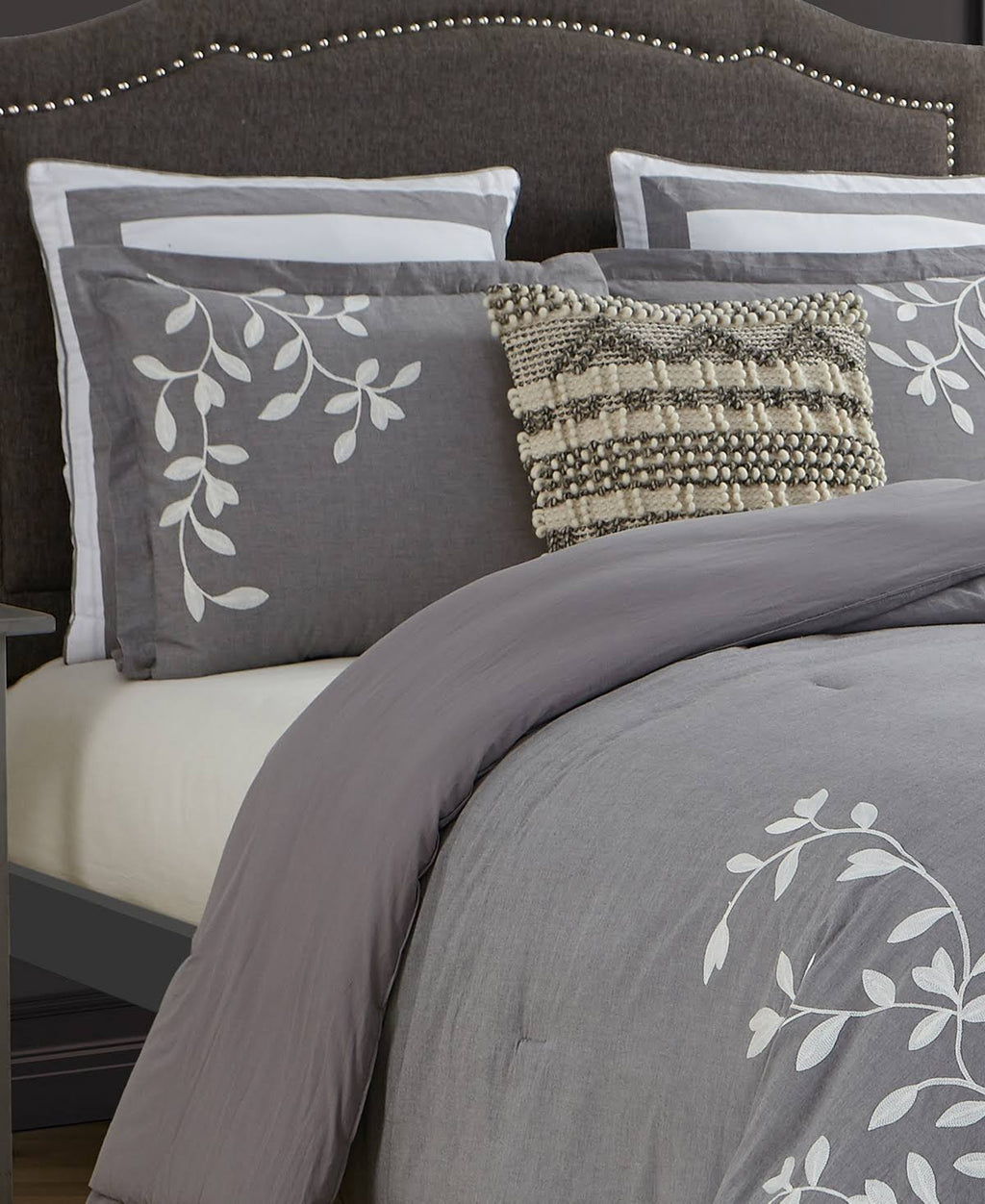Grey Chambray Cotton Comforter Set H4675