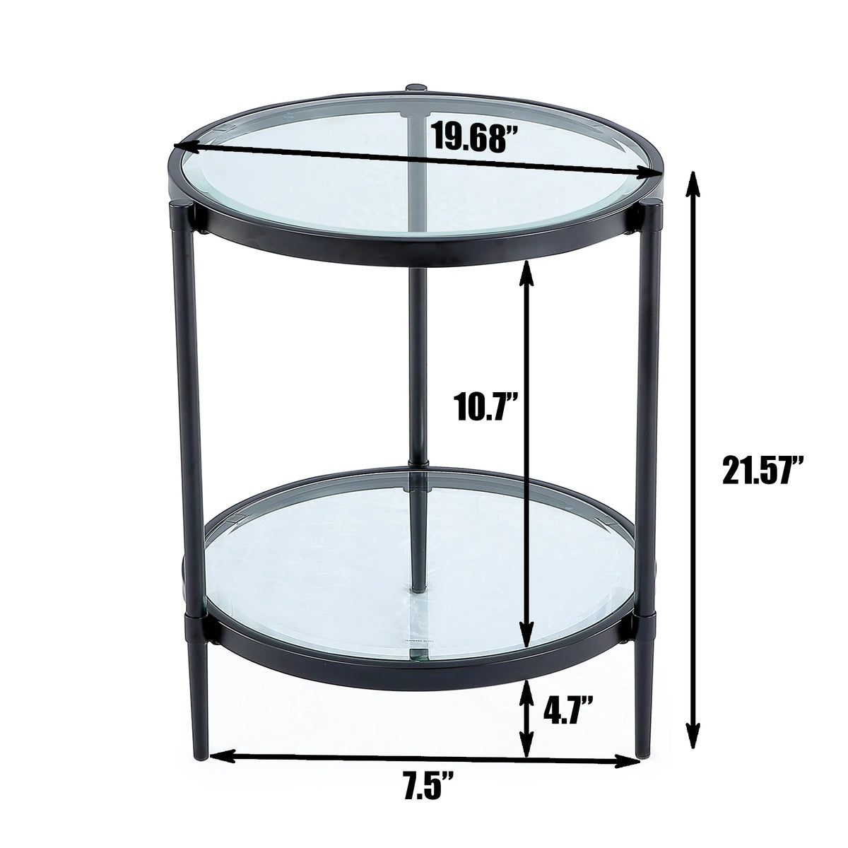 Round Coffee End Table with Temper Glass Top and Metal Leg G7644