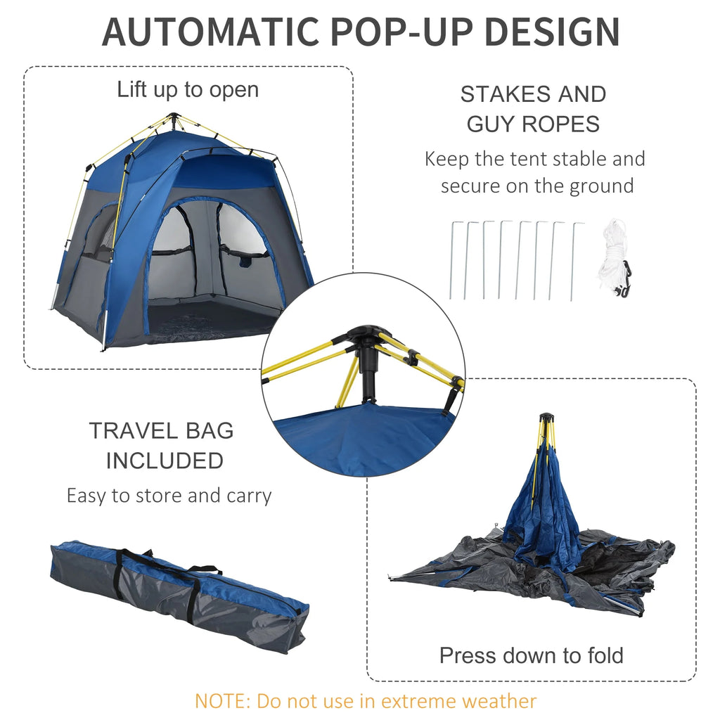 4 Person Pop Up Tent with Windows and Doors I3203