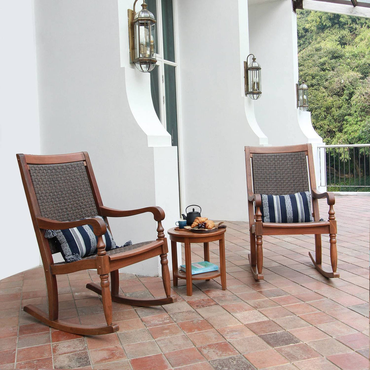 Brown Oversized Wicker Rocking Chair I272063