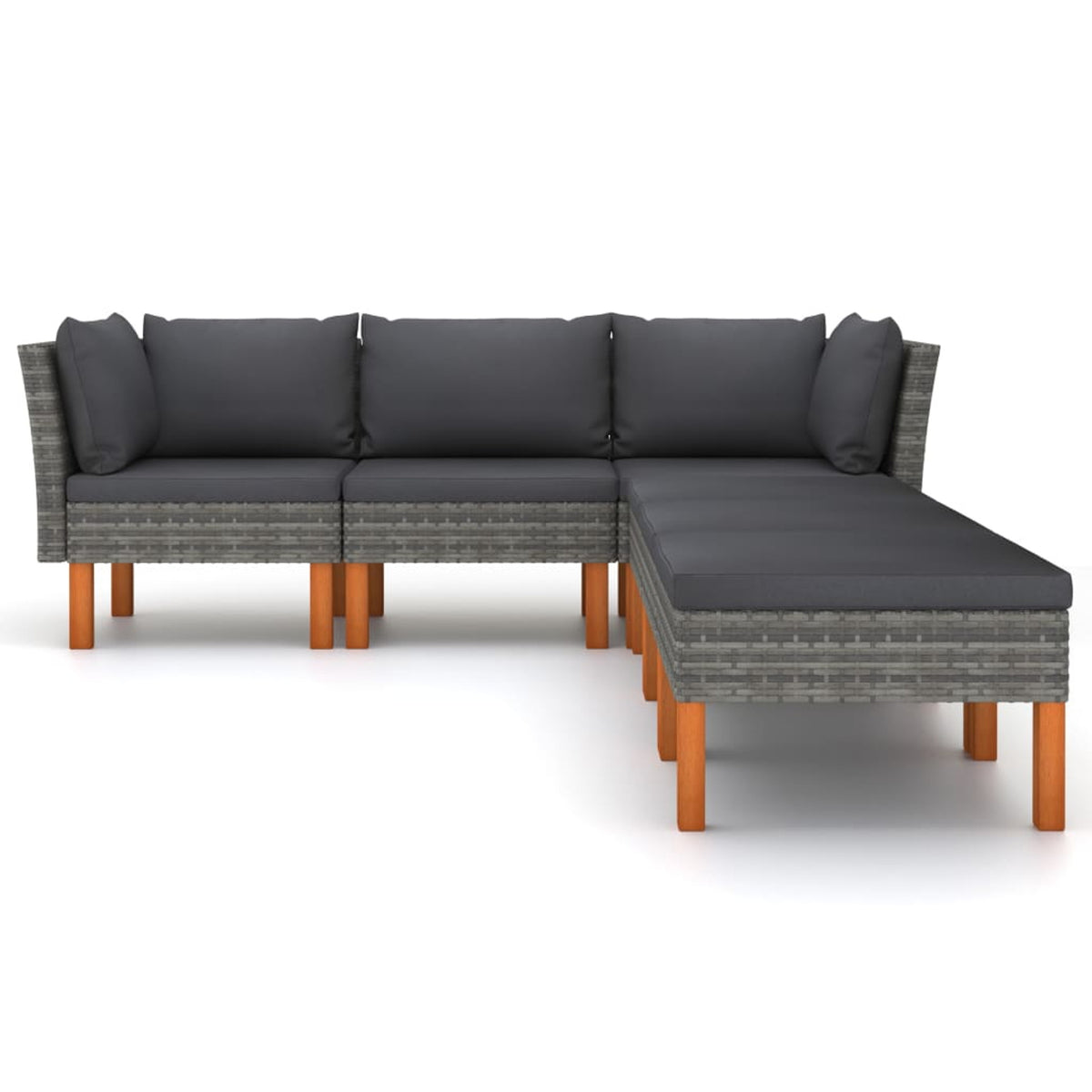 6 Piece Gray Poly Rattan Sectional Outdoor Furniture Set M7337