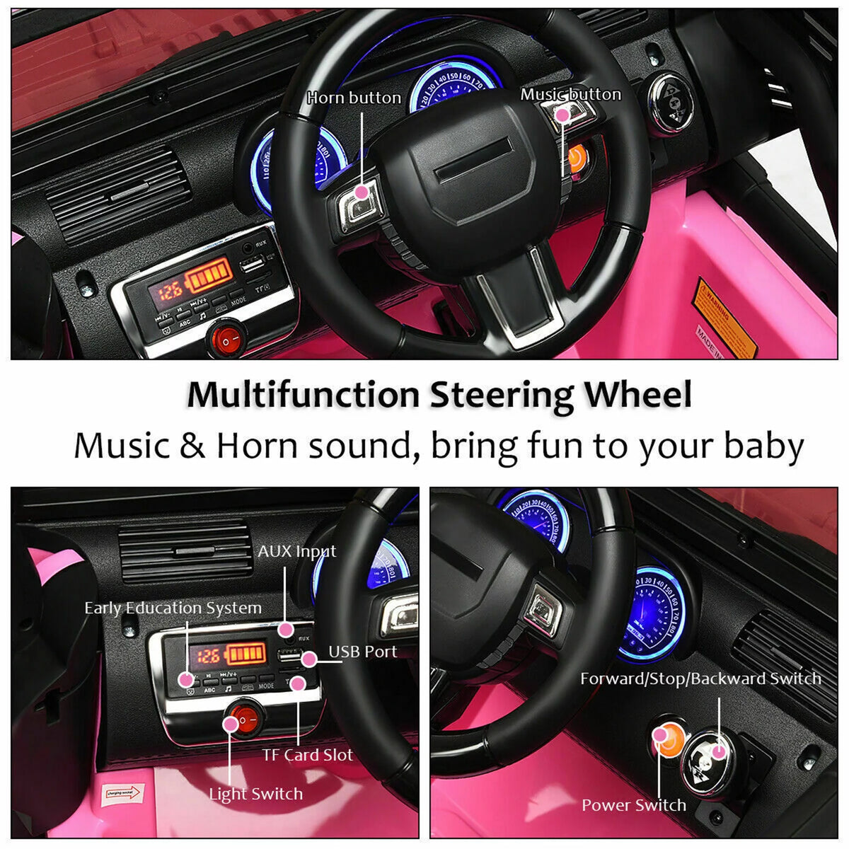 12V Kids Ride-on Car Truck with Remote Control Pink K21551