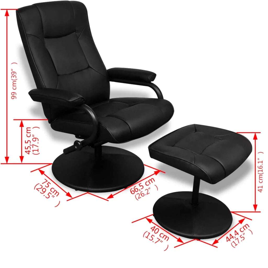 Black Faux Leather Swivel Recliner with Ottoman G917094
