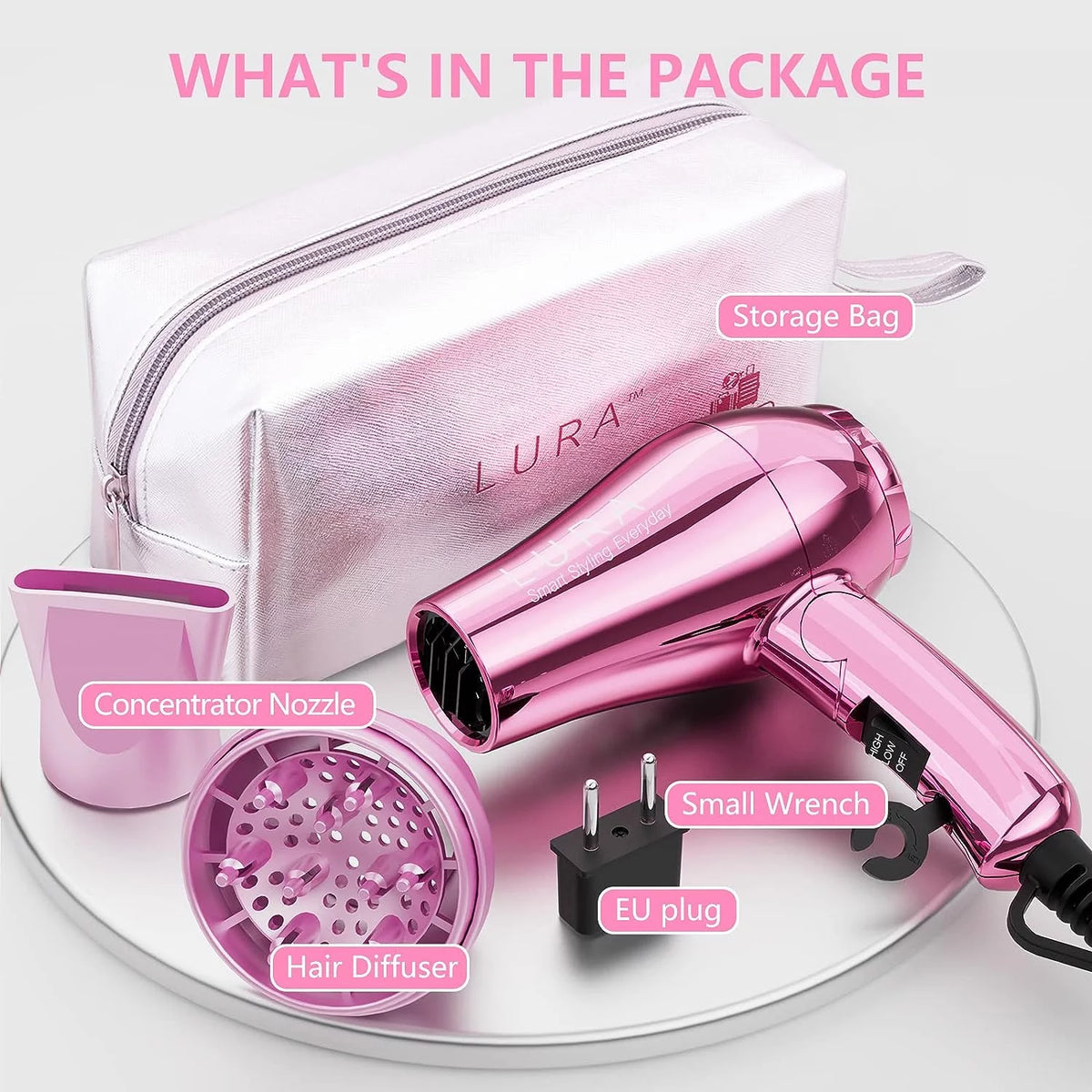Portable Travel Mini Hair Dryer with EU Plug Y45824