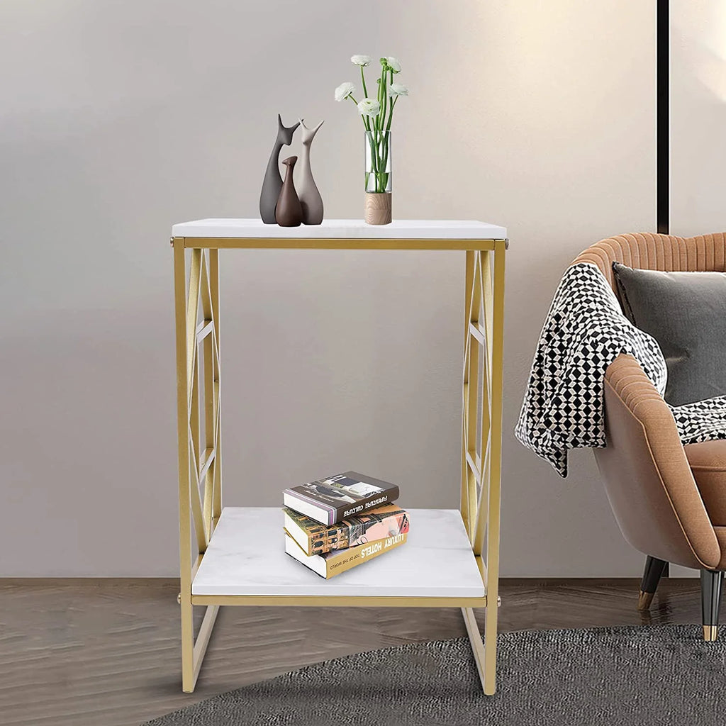 2-Tier Metal Nightstands with Storage Shelf D447