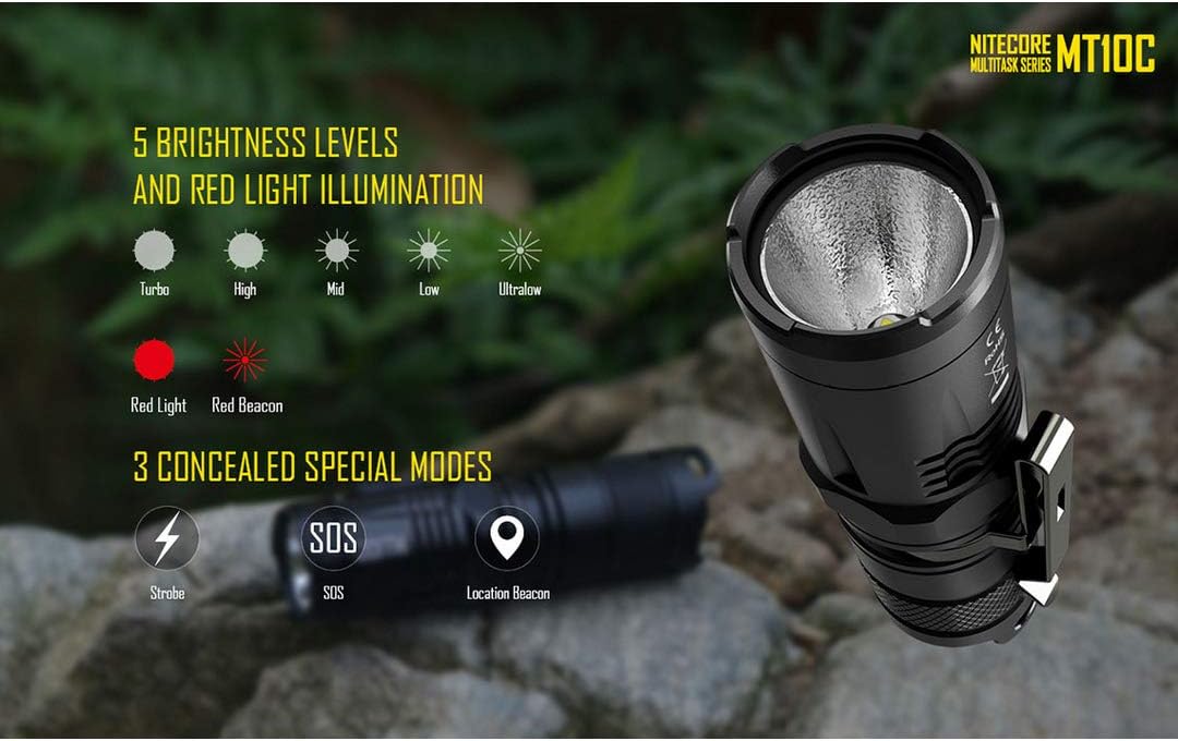 Tactical Flashlight with Red Light, Rechargeable Battery, and Battery Organizer Pack of 2 B9844