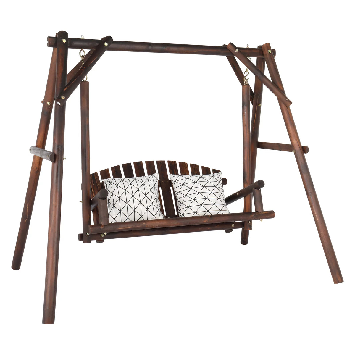 6.5’ Solid Wood Outdoor Loveseat Garden Swing O3018