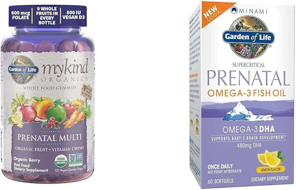 Prenatal Multivitamin Gummies and Prenatal DHA Omega 3 Softgels V31334
