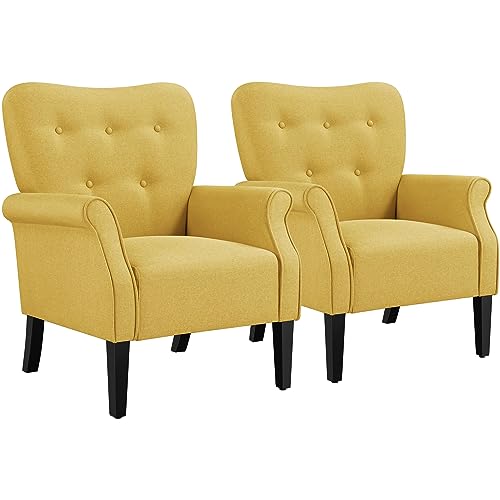 Modern Fabric Accent Chair with Wood Legs and High Back, Dark Gray V737