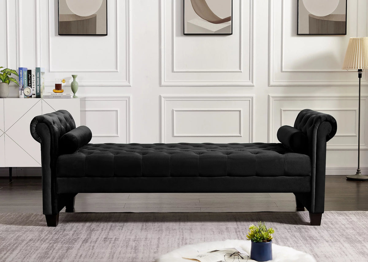 82 Inch Button Tufted Velvet Bench I433