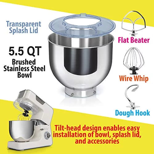 550W 8-Speed Kitchen Stand Mixer with Stainless Steel Bowl U9805