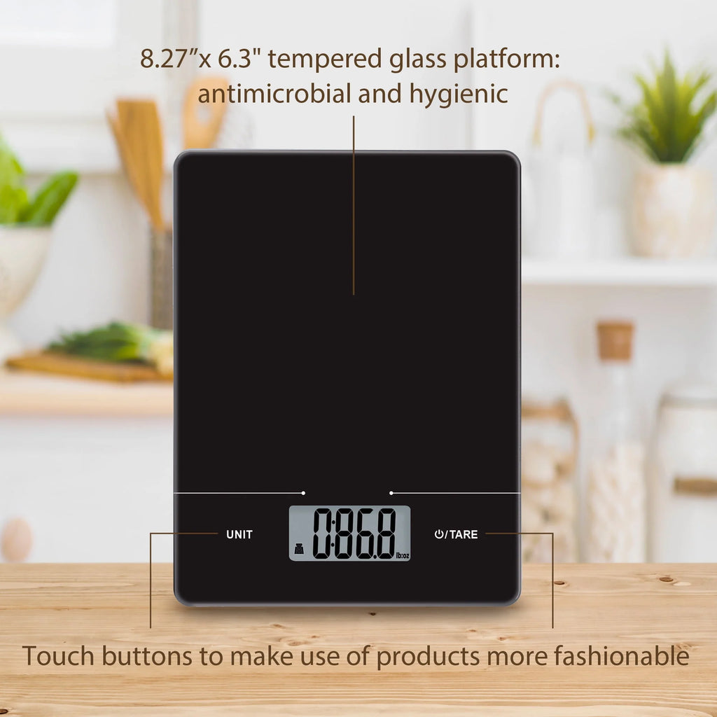 Tempered Glass Digital Scale, Black K861778