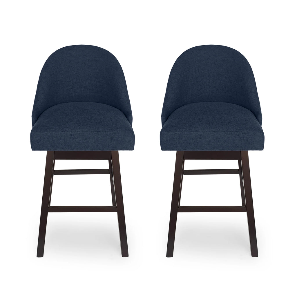 Navy Blue Upholstered Swivel Bar Stool F8027
