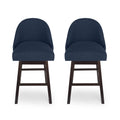 Navy Blue Upholstered Swivel Bar Stool F8027