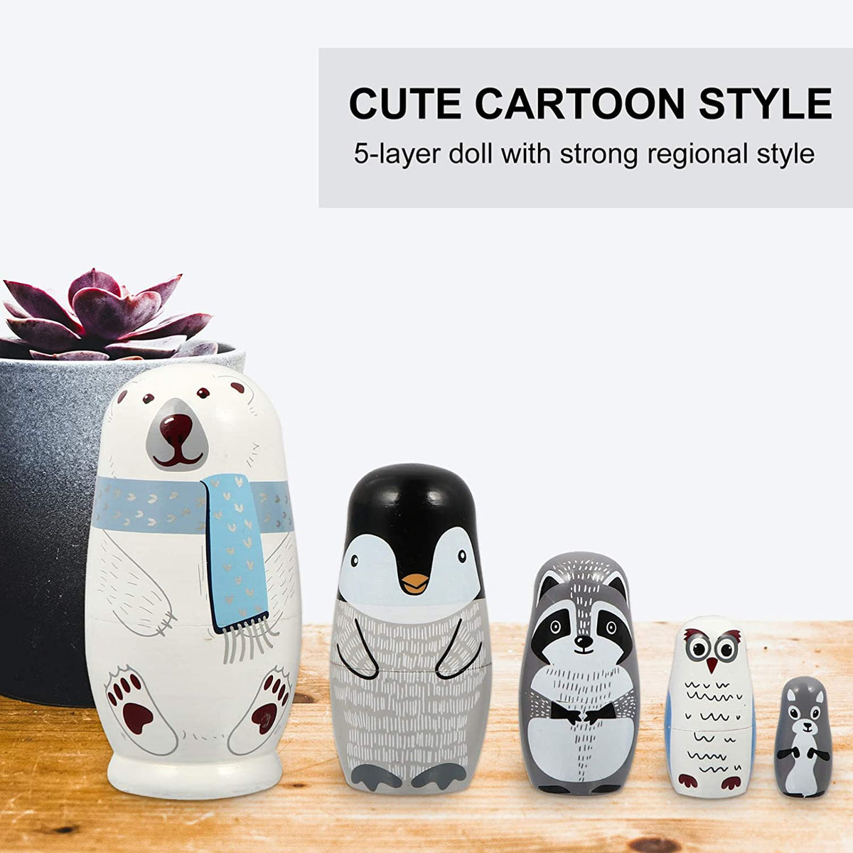 5 Layers Wooden Matryoshka Nesting Dolls Y9410