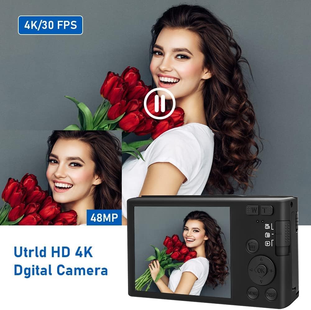 Black 4K Compact Digital Camera with 32GB SD Card, Pack of 2 S56088