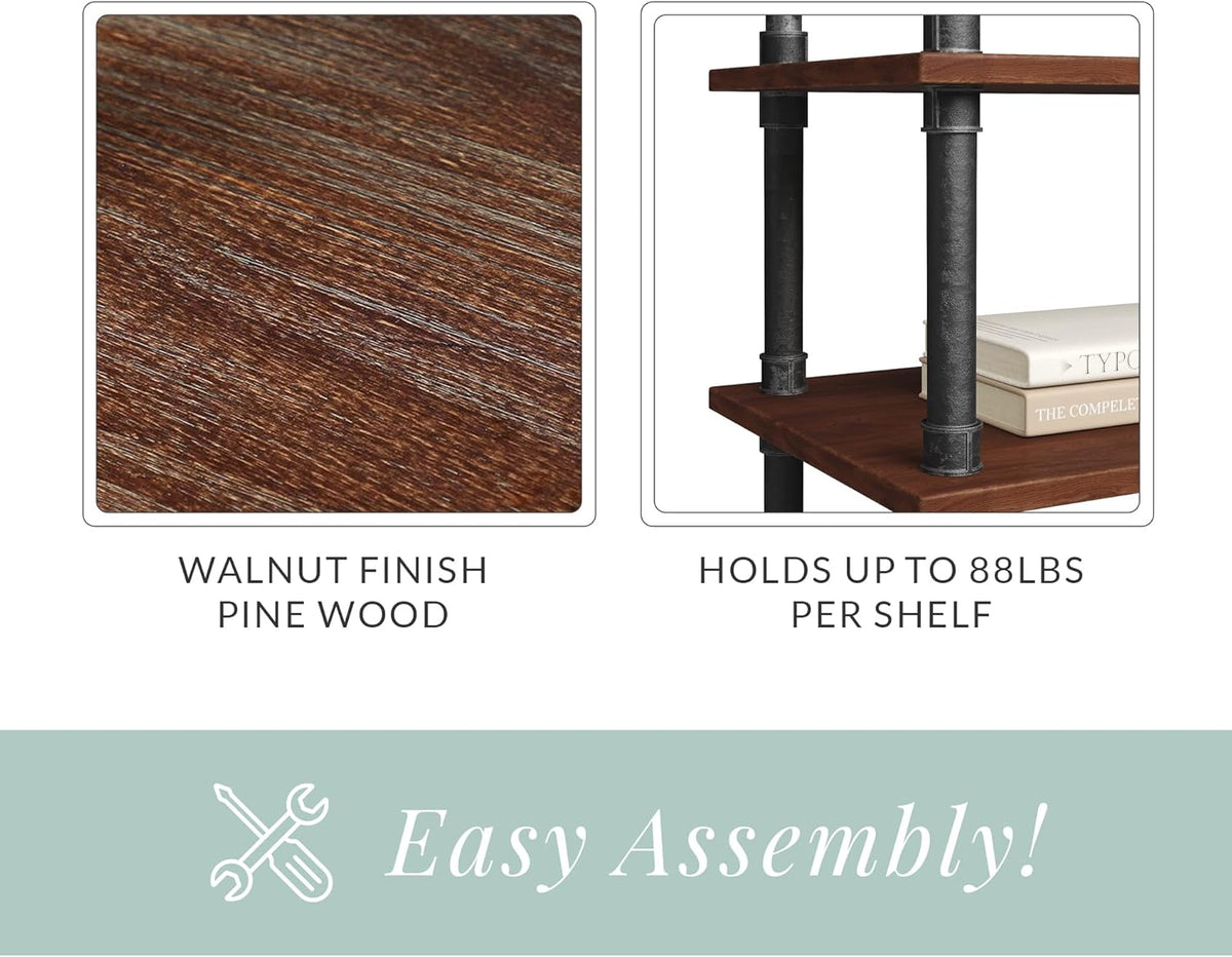 5-Tier Solid Pine Open Wood Bookcase, Brown N9128