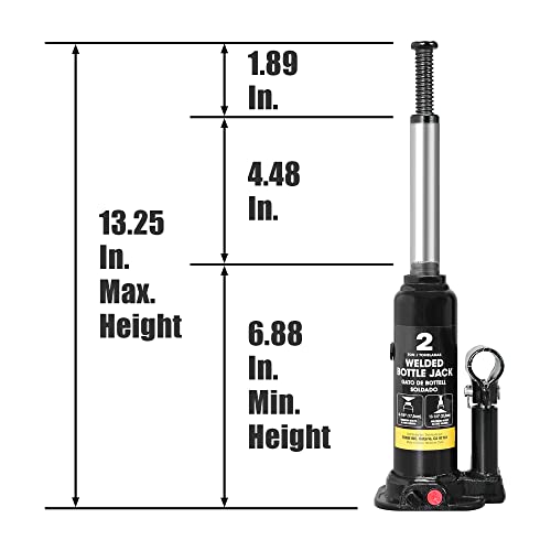 20 Ton Capacity Hydraulic Welded Heavy Duty Bottle Jack, Black E63801